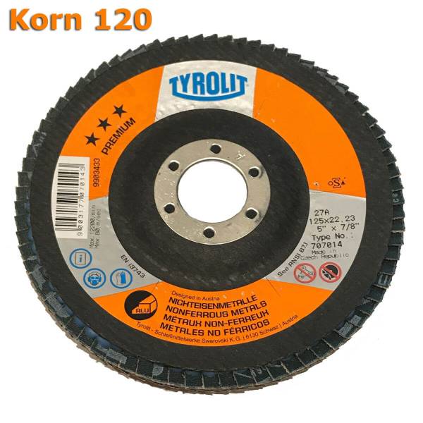 TYROLIT-Fächerscheibe 115-125 x 22.23 mm in Korn120 Typ Premium