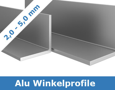 Aluminium Winkelprofil 90° 2,0 bis 5,0 mm Materialstärke Aluminium Winkelprofil 90° 2,0 bis 5,0 mm Materialstärke