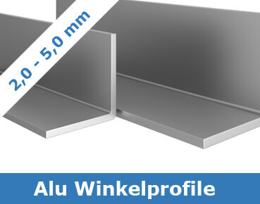 Aluminium Winkelprofil 90° 2,0 bis 5,0 mm Materialstärke